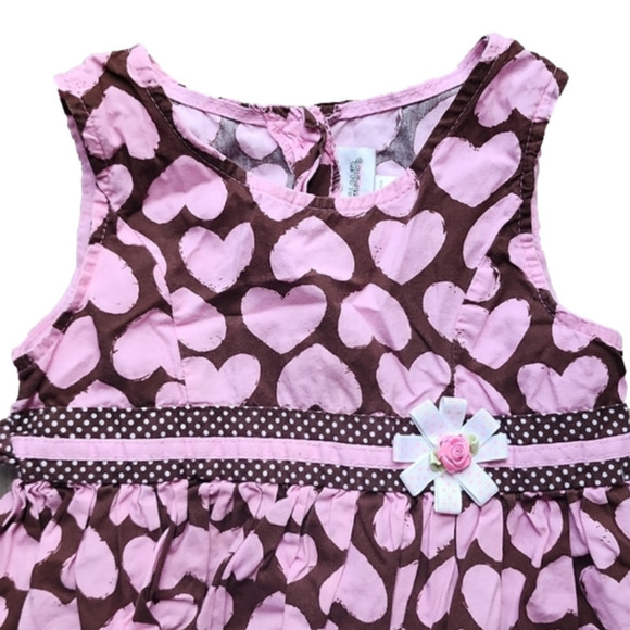 Youngland Pink and Brown Heart Pattern Dress - Picture 2 of 3
